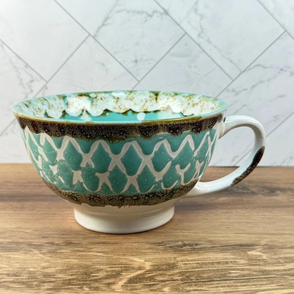 Meritage Otis Teal 27 oz Stoneware Soup Bowl w Handle / 1 Replacement Piece